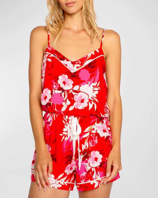 Watercolor Bloom Floral-Print Pajama Set